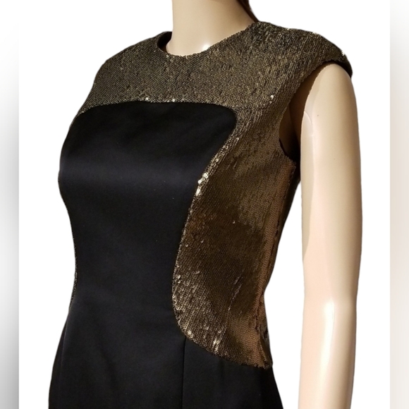 Ted Baker Gold-sequined Fitted Little Black Dress / Sz XS - Picture 1 of 17